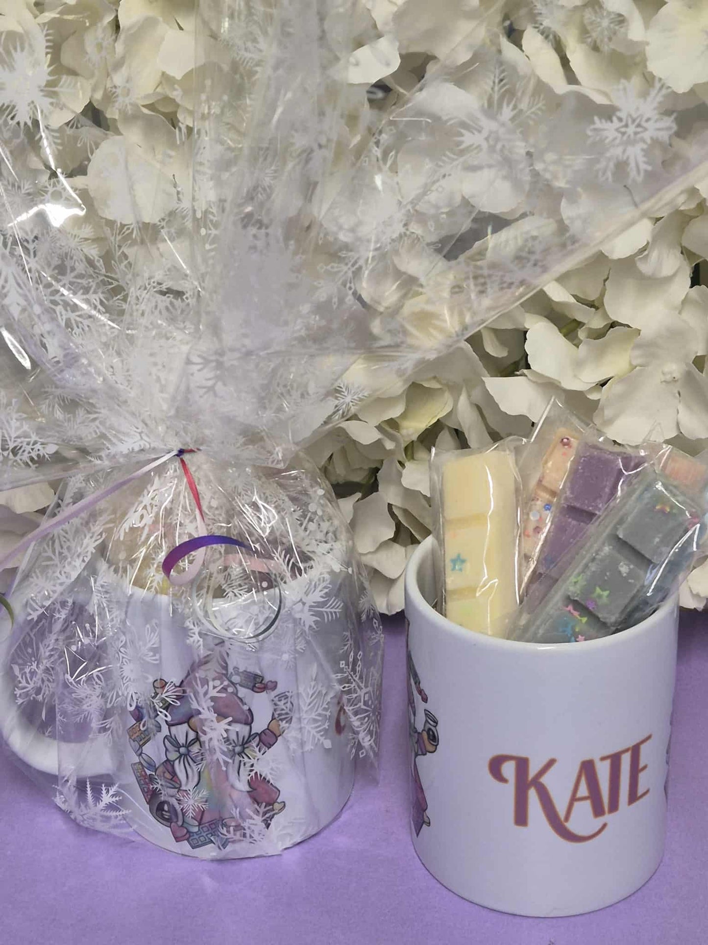 Gift Set - Wax Melt & Mug Set - Personalised - Add your name - Cello Gift Wrapped