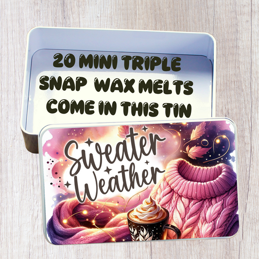 Wax Melt Storage Tin - comes filled with 20 wax melts - Sweater Weather Design