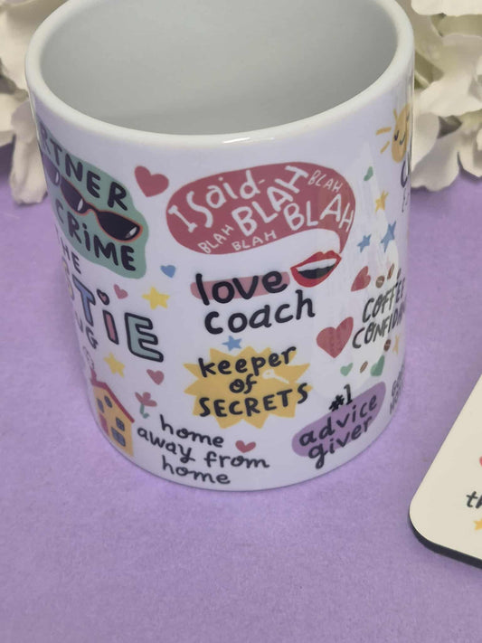 mug & Coater Gift sets - all come cello wrapped - Bestie Design