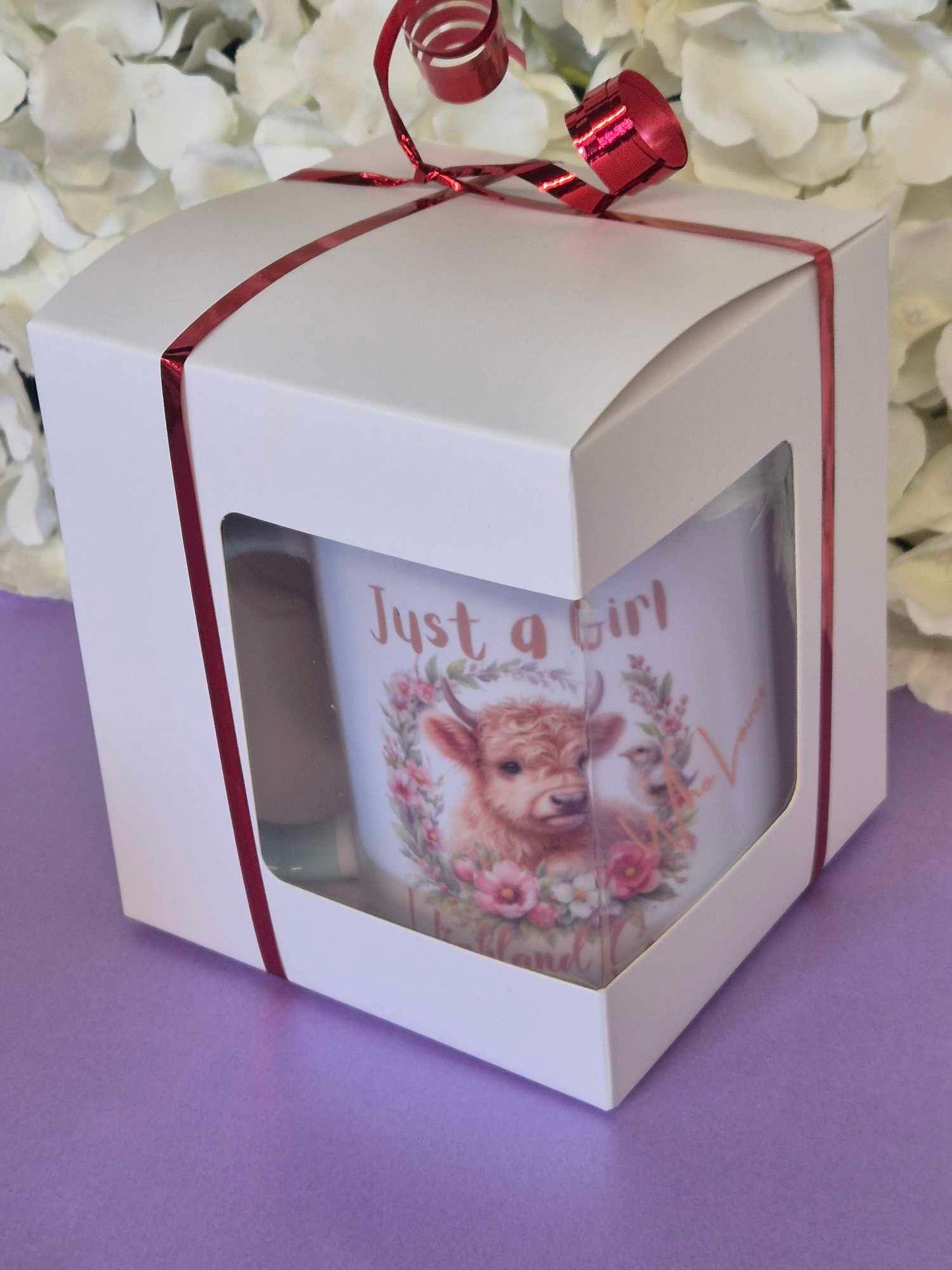 Mug & Wax Melt Gift Set - Spring Highland cow just a girl