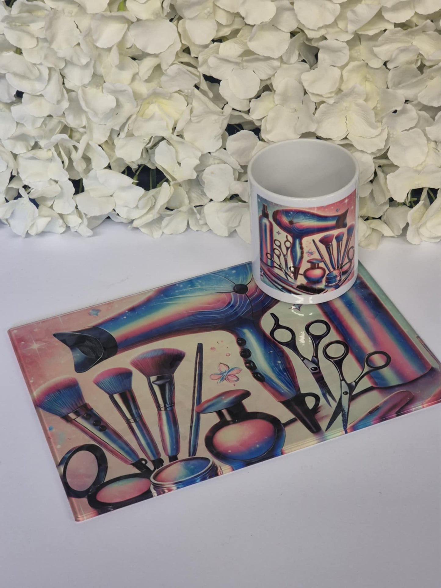 Hair and make up 2 piece bundle - toughened glass a4 board & make up storage pot