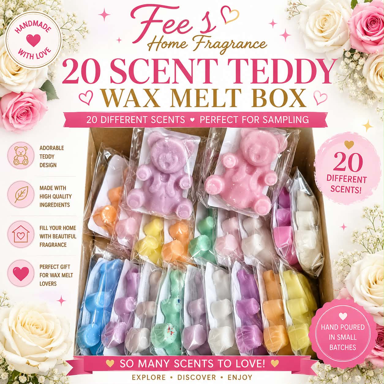 Fees Home Fragrance 20 Scent Teddy Wax melt Box