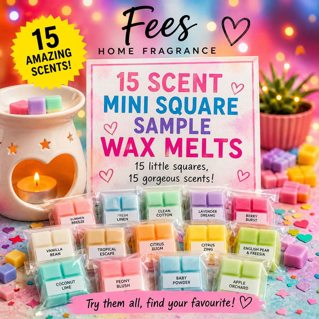 Fees Home Fragrance - 15 scent wax melt sampler Bag