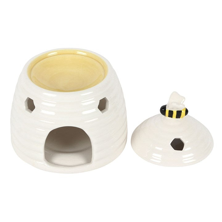 White Bee hive Ceramic Burner Comes with 10 wax melt bundle