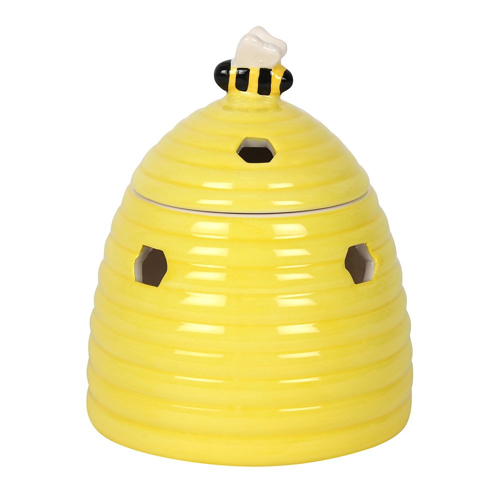 Yellow Bee hive Ceramic Burner Comes with 10 wax melt bundle