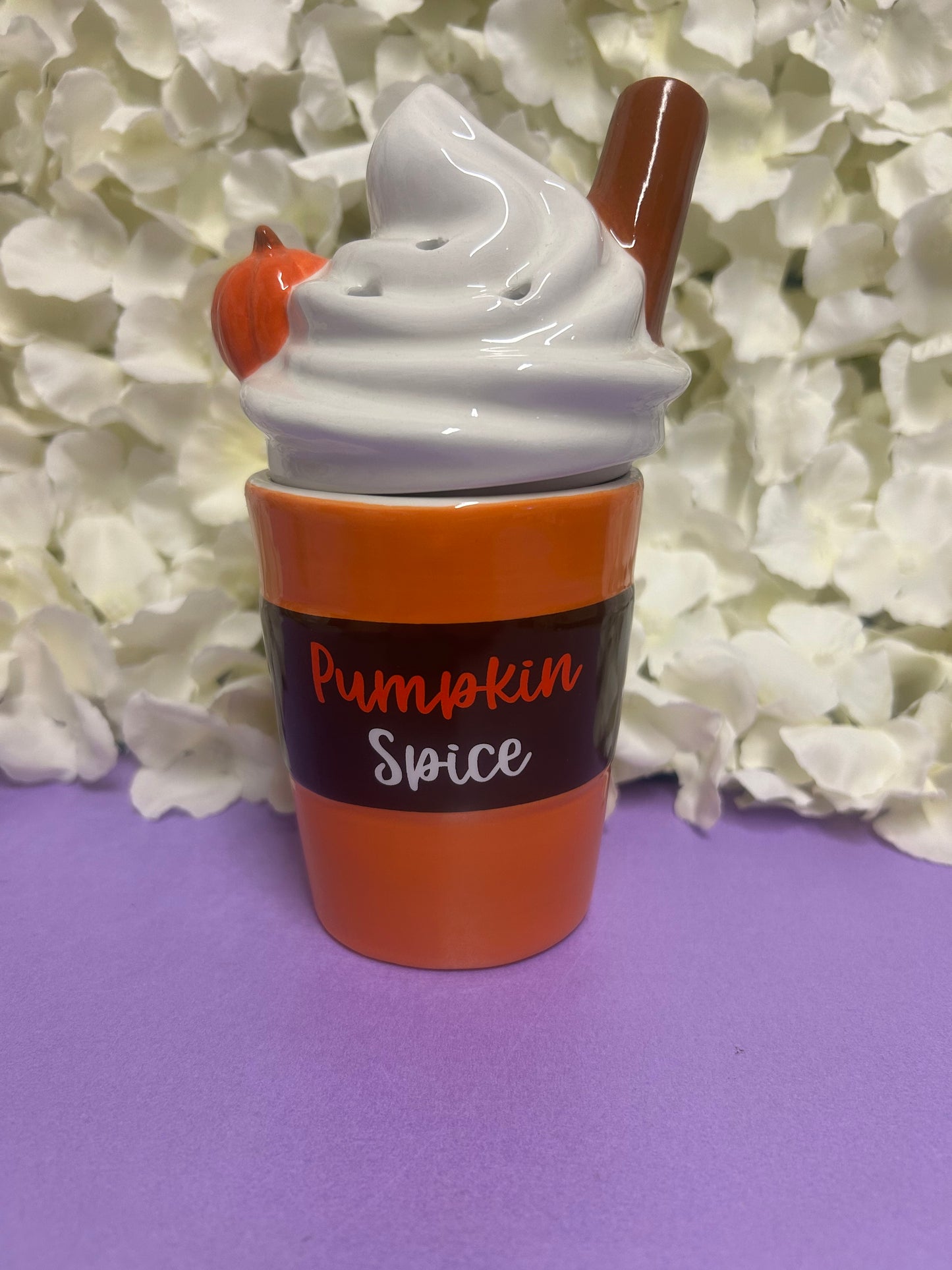 Pumpkin Latte themed Wax Melter and Tin loaded with Wax Melts