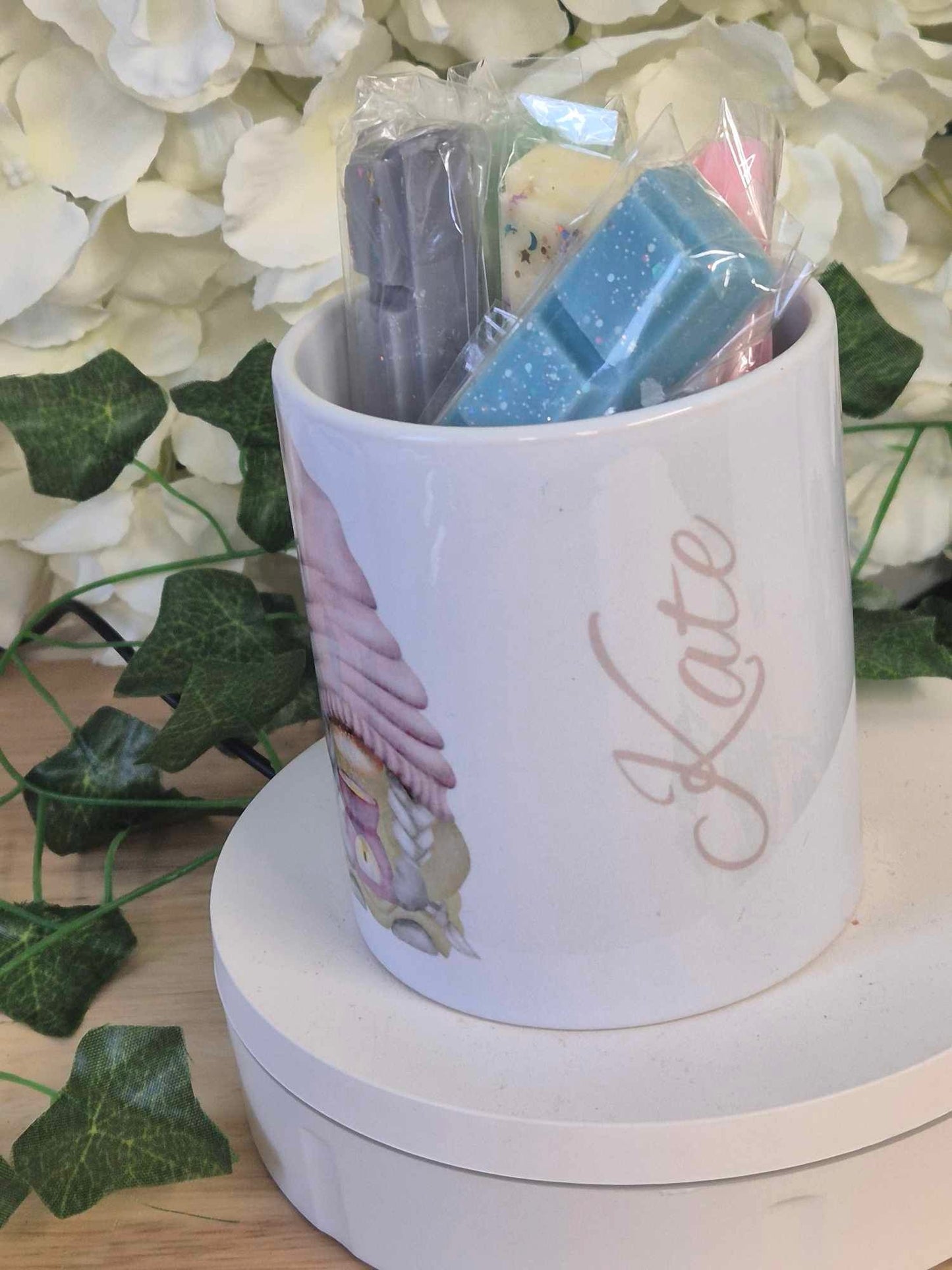 Gnome Mug Gift Set - Purple or Pink Gnome Design Mug Cello Gift Wrapped