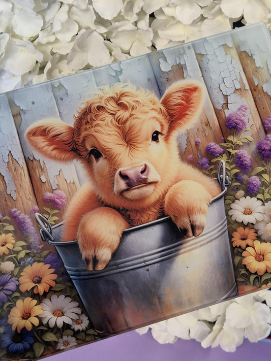 Cutting & Chopping Board A4 Sized - Baby Cow Themed