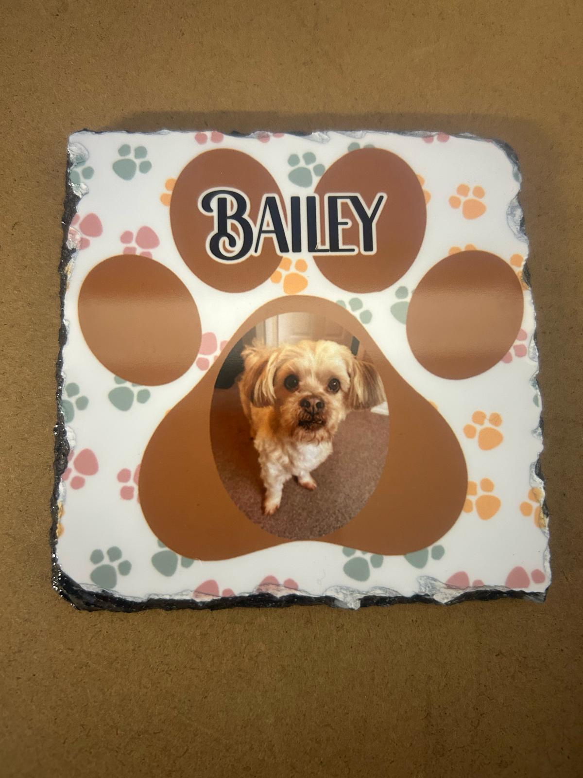 9cm x 9cm - 4 x Personalised Picture Coaster - Slate - Your Slates Your Choice!