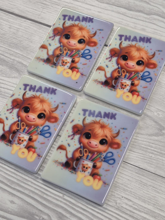 New - Teachers Gift - Fridge Magnet Highland cow design