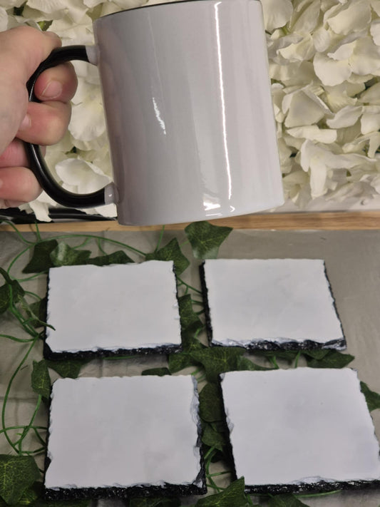 9cm x 9cm - 4 x Personalised Picture Coaster - Slate - Your Slates Your Choice!