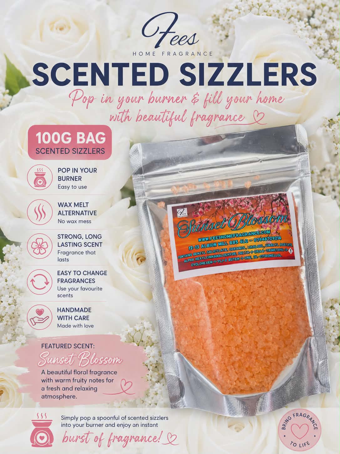 Fees Hoe Fragrance - 100gm Sizzler Packets - Wax Melt Alternative