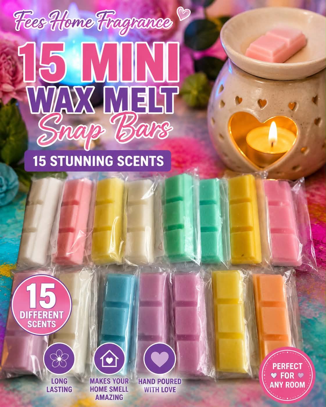 Fees Home Fragrance - 15 mini snap bars ( Buy 4 Bags Get A free Burner)