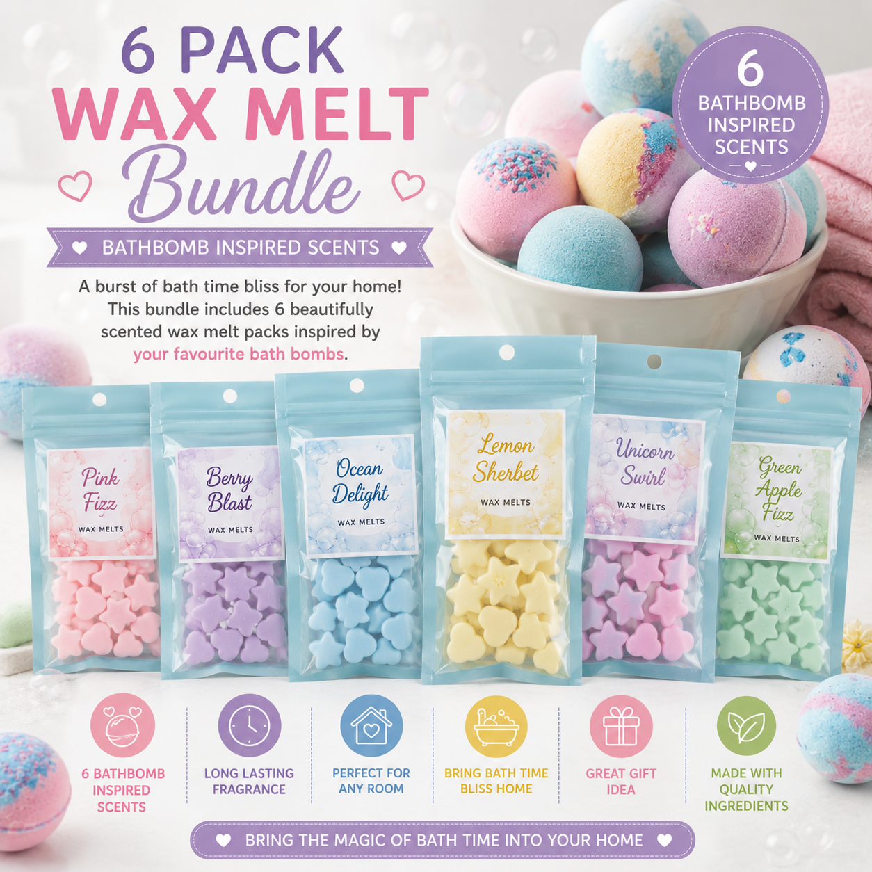 Brand New 6 scent Bundles (Bath bomb inspired)